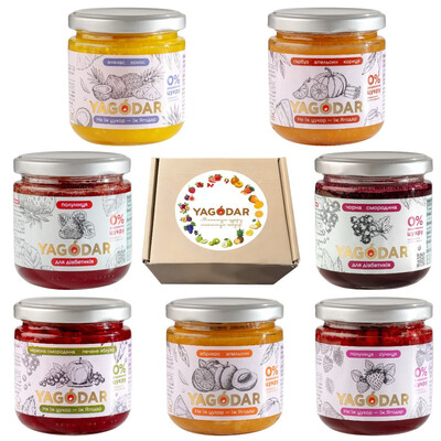 Набор джемов Yagodar 7 вкусов без сахара, 7 шт х 210 г