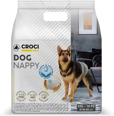 Підгузники Croci для собак розмір XXL, обхват 40-62 см, 10 штук