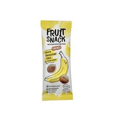 Снеки Fruit Snack фруктові банан-волоський горіх, 40 г
