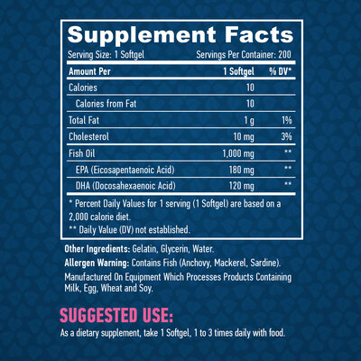 Омега 3 Haya Labs Omega-3 1000 мг, 200 гелевых капсул