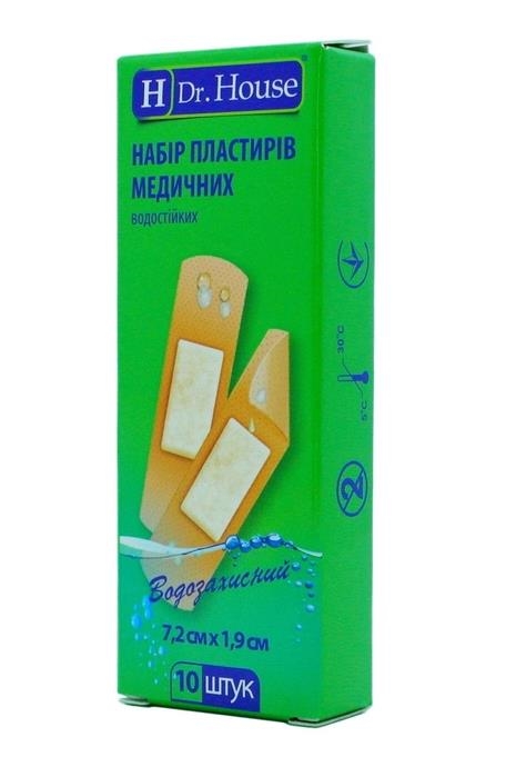 Набор пластырей медицинских Dr. House бактерицидных на полимерной основе, 7,2 см х 1,9 см, 10 штук
