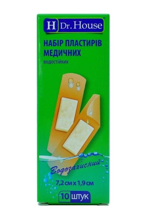 Набор пластырей медицинских Dr. House бактерицидных на полимерной основе, 7,2 см х 1,9 см, 10 штук
