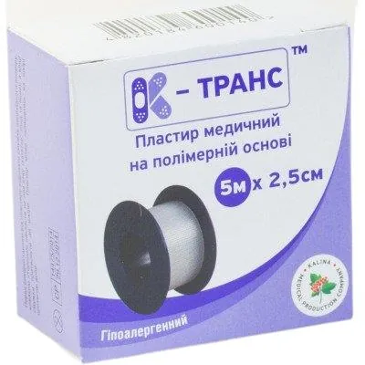 Пластир медичний К-транс на полімерній основі, котушка, розмір 5 м х 2,5 см