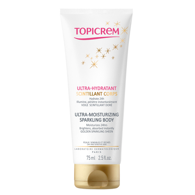 Крем для тела Topicrem Ultra-Moisturizing Sparkling Body ультра увлажняющий с эффектом мерцания, 75 мл