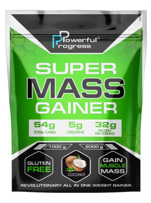 Гейнер Powerful Progress Super MASS кокос, 1 кг