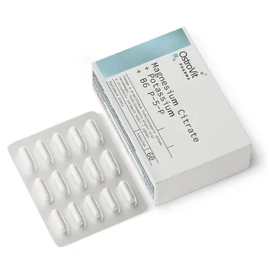 Магнію цитрат + Калій + B6 P-5-P OstroVit Pharma Magnesium Citrate + Potassium + B6 P-5-P, 60 капсул