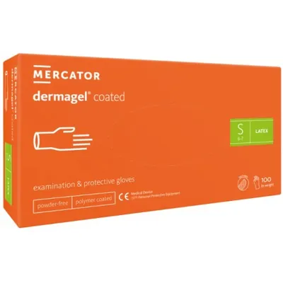 Рукавички оглядові Mercator Dermagel Coated латексні непудровані, розмір S, нестерильні, білі, пара
