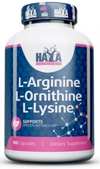 Амінокислоти Haya Labs L-Arginine + L-Ornithine + L-Lysine капсули №100