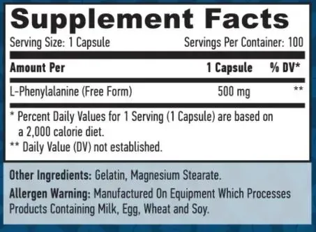 L-фенілаланін Haya Labs L-Phenylalanine капсули по 500 мг №100