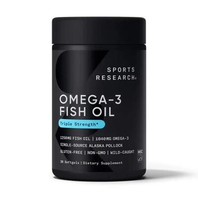 Омега 3 риб'ячий жир Sports Research Omega-3 Fish Oil потрійна сила 1250 мг, 30 капсул