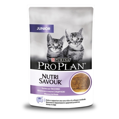 Корм влажный для котят Purina Pro Plan Junior Nutrisavour Mousse with Turkey кусочки в паштете с индейкой, 85 г