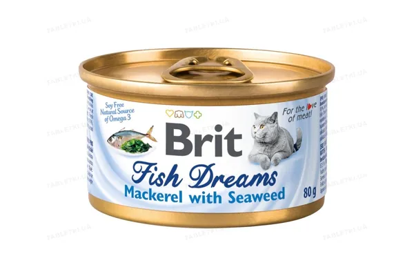 Корм вологий для котів Brit Care Brit Fish Dreams Скумбрія та водорості, 80 г