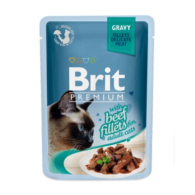 Корм влажный для кошек Brit Premium Cat pouch с филе говядины в соусе, 85 г