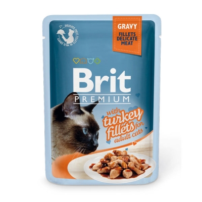 Корм влажный для кошек Brit Premium Cat pouch с филе индейки в соусе, 85 г