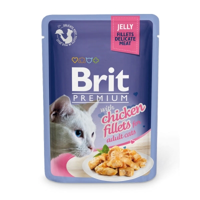 Корм влажный для кошек Brit Premium Cat pouch с филе курицы в желе, 85 г