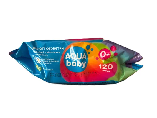 Серветки вологі Aqua Baby chamomile з клапаном, 120 шт