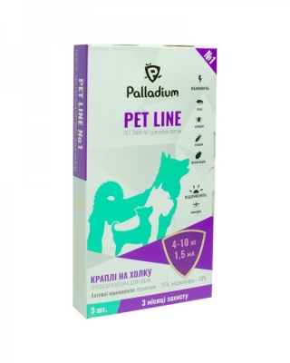 Краплі на холку Palladium Pet Line №1 для собак вагою 4-10 кг по 1,5 мл, 1 піпетка
