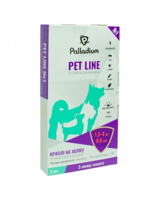Краплі на холку Palladium Pet Line №1 для собак вагою до 4 кг по 0,6 мл, 1 піпетка