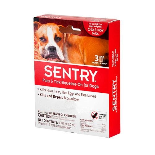 Капли на холку Sentry для собак весом 15-30 кг от блох, клещей, комаров по 3 мл №1