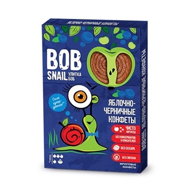 Цукерки Bob Snail Roll натуральні яблучно-чорничні, 60 г