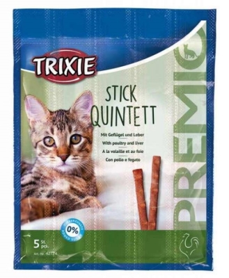 Ласощі для кішок Trixie Premio Quadro-Sticks птиця і печінка, 5 штук