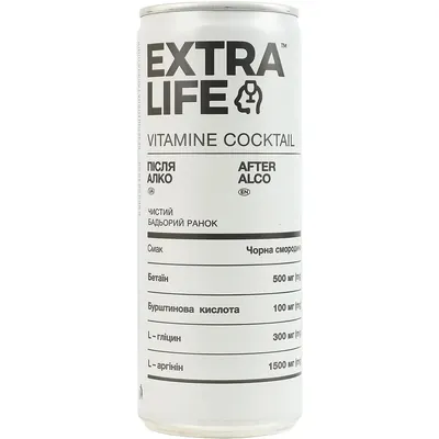 Напій Extra Life Після Алко з амінокислотами, 250 мл