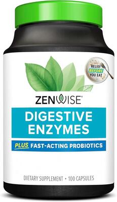 Пищеварительные ферменты Zenwise Digestive Enzymes с пробиотиками, 100 капсул