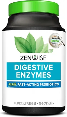 Травні ферменти Zenwise Digestive Enzymes з пробіотиками, 100 капсул