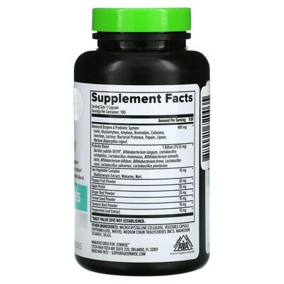 Пищеварительные ферменты Zenwise Digestive Enzymes с пробиотиками, 100 капсул