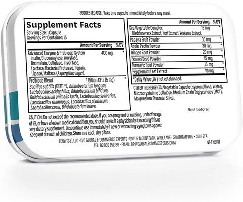 Пищеварительные ферменты Zenwise Digestive Enzymes с пробиотиками, 15 капсул