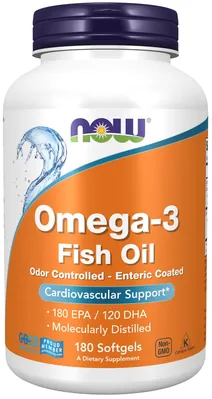 Омега-3 NOW Omega-3 Fish Oil Odor Controlled м'які капсули №180