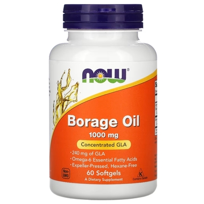 Масло огуречника NOW Borage Oil 1000 мг, 60 капсул