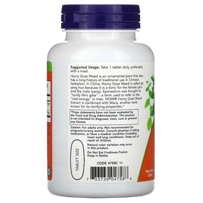 Екстракт Горянки NOW Goat Weed Extract  750 мг таблетки №90