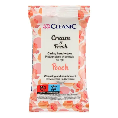Серветки вологі Cleanic Cream & Fresh Персик, 15 шт
