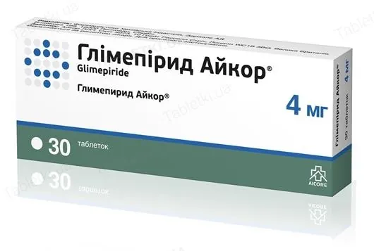Глімепірид Айкор таблетки по 4 мг №30 (15х2)