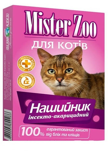 Ошейник Мистер ЗОО от блох и клещей для кошек, красный