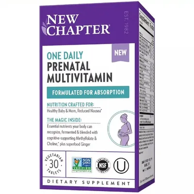 Мультівітаміни для вагітних New Chapter One Daily Prenatal Multivitamin, 30 вегетаріанських капсул