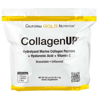 Коллаген California Gold Nutrition CollagenUP 5000 mg с гиалуроновой кислотой и витамином C без вкуса, 1000 г