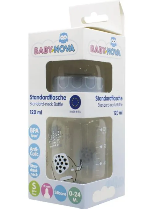 Пляшка Baby-Nova поліпропілен з декором для хлопчика, 120 мл