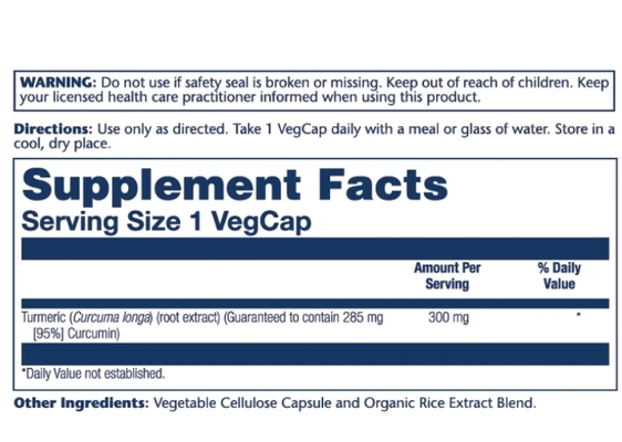 Экстракт куркумы Solaray Turmeric Root Extract 300 мг, 60 веганских капсул