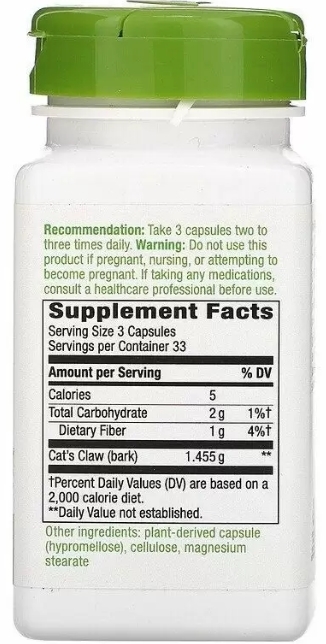 Кошачий коготь Nature's Way Cat's Claw +1455 мг, 100 капсул