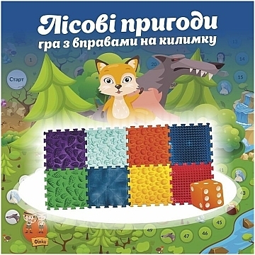 Коврик-пазл массажный Ortek Пазлы Микс 10 пазлов с игрой Лесные приключения