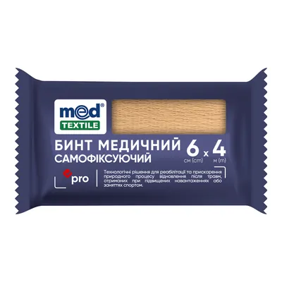 Бинт медичний самофіксуючий MedTextile 6 см х 4 м, бежевий