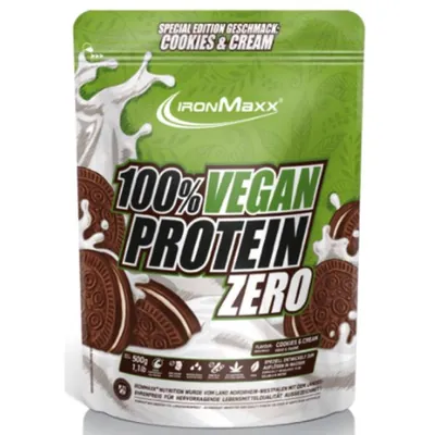 Протеїн рослинний змішаний IronMaxx 100% Vegan Protein Zero Печиво та Крем, 500 г (пакет)