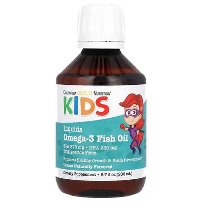 Омега-3 для дітей California Gold Nutrition Omega-3 Fish Oil з натуральним лимонним смаком, 200 мл