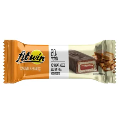Батончик FitWin протеїновий з начинкою карамель-арахіс, 60 г