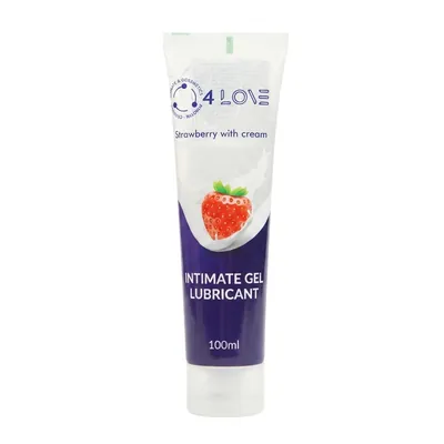 Гель-змазка 4LOVE Strawberry with cream на водній основі, 100 мл