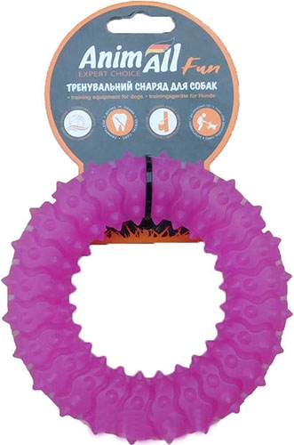 Игрушка для собак AnimAll Fun Кольцо с шипами 12 см фиолетовое
