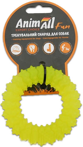 Игрушка для собак AnimAll Fun Кольцо с шипами 9 см желтое