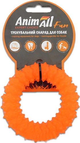 Игрушка для собак AnimAll Fun Кольцо с шипами 9 см оранжевое
